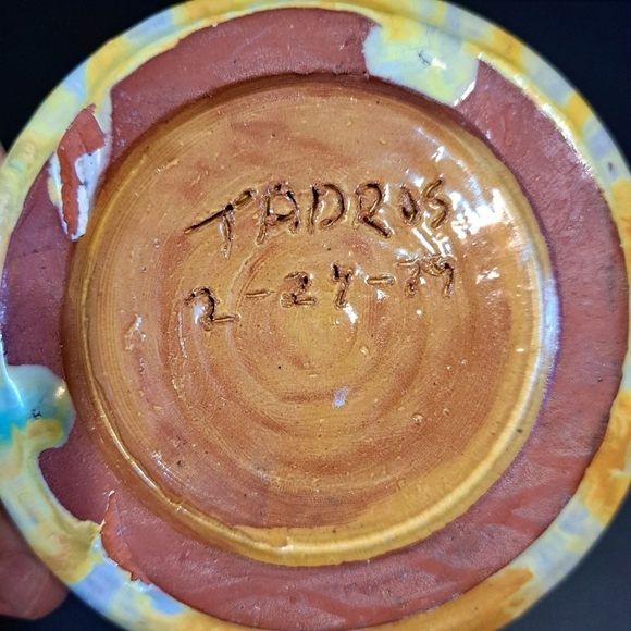 Hand Thrown Studio Art‎ Clay Artisan Drip Glaze Pitcher 1979 Artist Signed - Picture 4 of 6